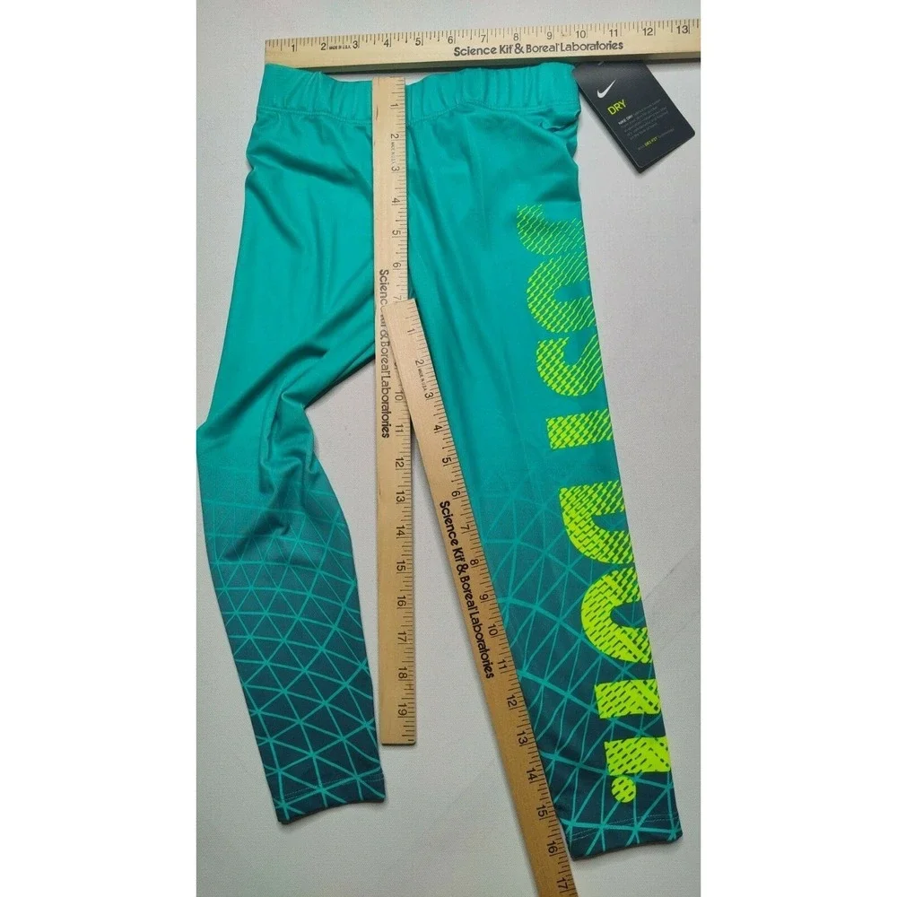 NIKE Dri-fit‎ Girls Size 6 Hyper Jade JUST DO IT Athletic Leggings NEW